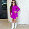 Kids Toddler Girls Fashion Casual Cute Sweet Solid Color Buttons Long Sleeve Skirts Irregular Hem Set