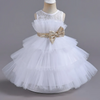 Kids Baby Girls Summer Fashion Party Cute Sweet Solid Color Bow Pleated Sleeveless Mesh Party Tutu Dress