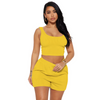 Women'S Fashion Casual Solid Color Tank Top And Shorts Two-Piece Riib-Knit Sports Set