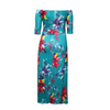 Women Fashion Casual Vacation Off Shoulder Floral Printing Side Slit Dress