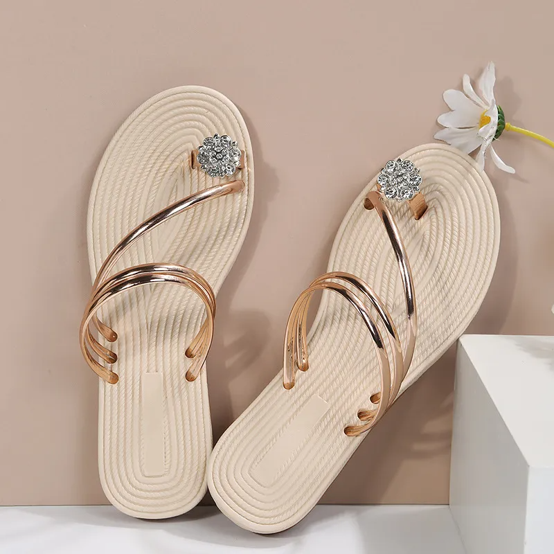 Women Sexy Floral Rhinestone Flip Flops Shoes