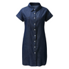 Women Lapel Single-Breasted Short Sleeve Denim Dress