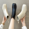 Women Fashion Retro Square Toe Chunky Heel Back Zipper Boots