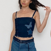 Women'S Sexy Edgy Butterfly Star Printing Denim Camisole Top