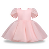 Kids Toddler Girls Summer Fashion Party Cute Sweet Solid Color Pleated Puff Sleeve Mesh Party Tutu Dress