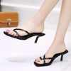 Women Fashion Plus Size Sexy Solid Color Square Toe High Heel Slippers