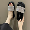 Women Fashion Casual Rhinestone Round Toe Flat Slippers