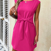 2 Pieces Fashion Women Elegant Round Neck Casual Solid Color Dress
