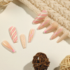 ( Buy 1 Get 2 ) Women Fashion Christmas White White Glitter Geometric Line Wearable False Nails