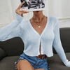 Women Fashion Sexy Solid Color Long Sleeve Crop Knitwear