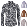 Men Fashion Casual Tiny Flower Long Sleeve Lapel Shirt