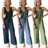 Women Loose Vest Top Ninth Pants Jumpsuit