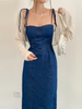 Women'S Sexy Edgy Slit Defined Waist Slip Denim Dress