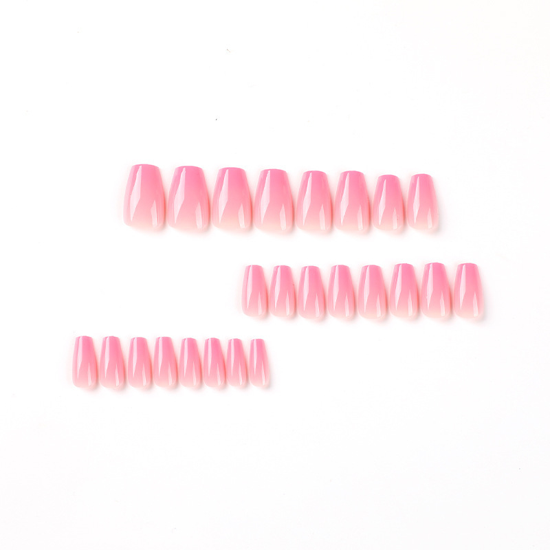 ( Buy 1 Get 2 ) Women Simple Fashion Ballet Pink Gradient Wearable False Nails