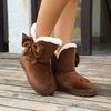 Women Winter Bow Decor Fleece Lined Plush Snow Short Boots