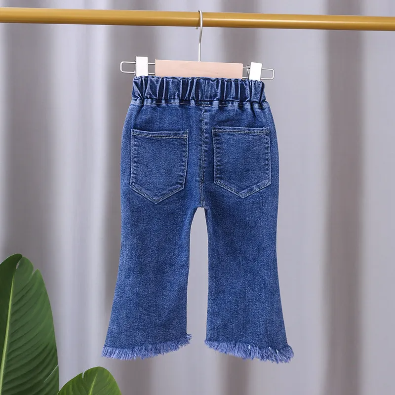 Children Kids Baby Fashion Girls Casual Basic Bow Thin Denim Flared Pants