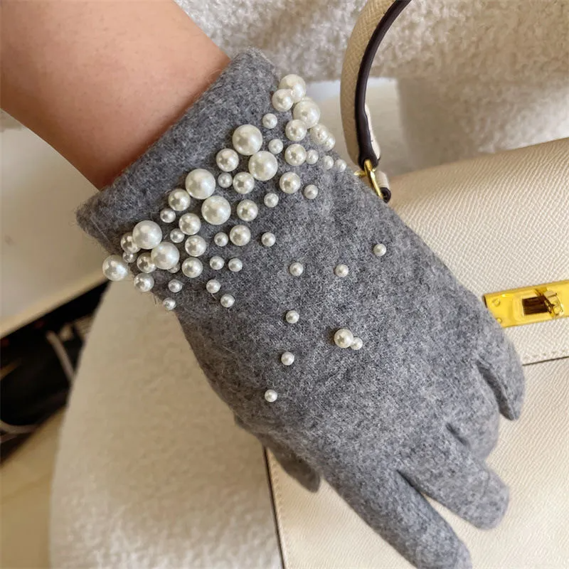 (Buy 1 Get 1) Winter Women Thick Warm Pearl Cashmere Gloves