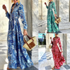 Women Ramadan /Eid Fashion Boho Paisley Printing Long Sleeve Dress