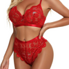 Women Sexy High Elastic Mesh See-Through Fashion Lace Patchwork Bra And Panty Set