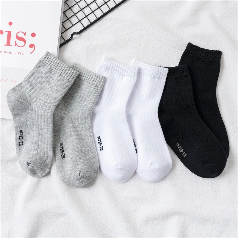 Kids Unisex Black White Breathable Socks