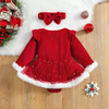 Kids Baby Girls Casual Cute Christmas Round Neck Long Sleeve Romper Dress