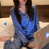 Cozy Women Sweet Heart Print Pajamas Long Sleeve Homewear Set