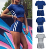 Fashion Casual Athleisure Summer Stripe Short-Sleeved Round Neck Top Shorts Sports Set
