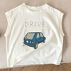 (Buy 1 Get 1) Kids Toddler Girls Boys Summer Basic Cute Pure Cotton Solid Color Cartoon Car Sleeveless Round Neck T-Shirt