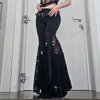 Gothic Sexy Lace Panel Flared Pants