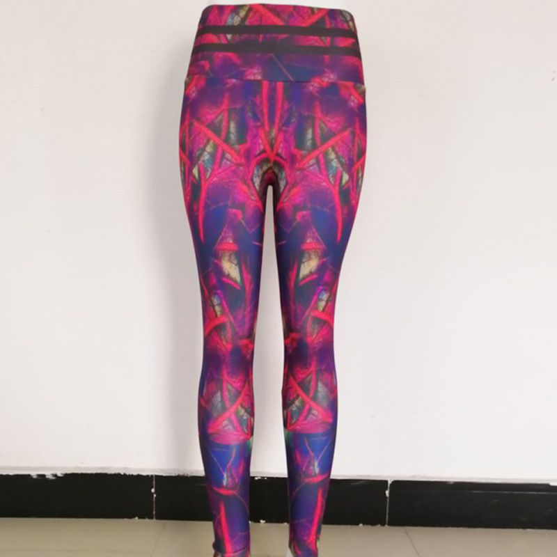 Leaves Print Slim Fit Sports Leggings Pants