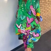 (Buy 1 Get 1) Women Ramadan /Eid Fashion Casual Loose Heart-Shaped Print Long Sleeve Maxi Dress