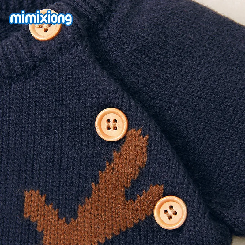 Kids Baby Boys Girls Fashion Casual Cute Christmas Deer Color Knitwear Round Neck Long Sleeve Trousers Romper