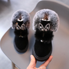 Kids Girls Winter Fashion Casual Round-Toe Thick-Soled Plus Velvet Snow Ankle Boots