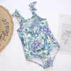 Children Kids Baby Fashion Girls Tropical Print Bow Strap One Piece Swimsuit