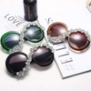 Exaggerated Round Big Frame Design Rhinestone Decoration Sunglasses