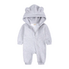 Kids Baby Boys Girls Autumn Winter Casual Cute Solid Color Bear Long Sleeve Hooded Jumpsuit