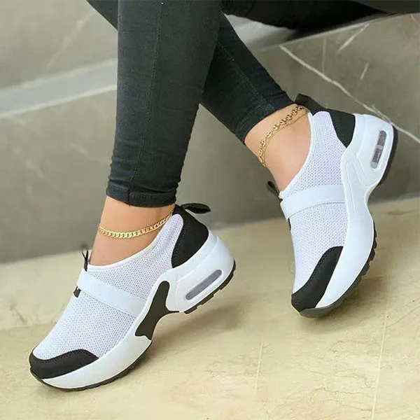 Women Fashion Plus Size Casual Fly Woven Elathe Strap Sneakers