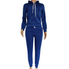 Women Casual Hooded Pocket Design Top And Solid Color Pants Two Piece Set