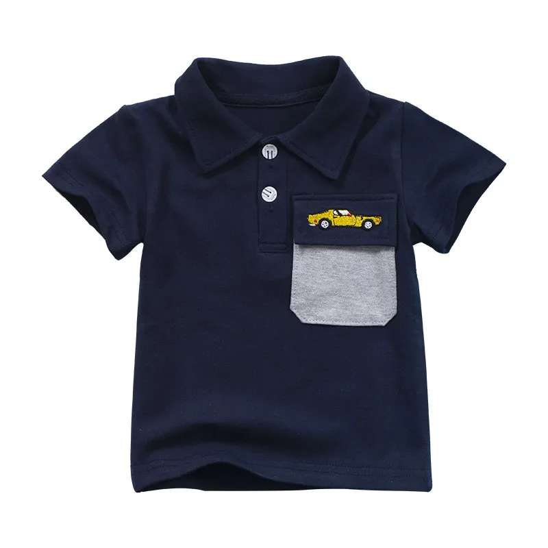 Children Kids Baby Fashion Boys Short Sleeve Cartoon Lapel T-Shirt