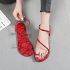 Women Fashion Casual Plus Size Leopard Print Strap Flat Sandals