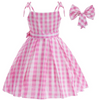 Kids Toddler Big Girls Summer Fashion Party Cute Sweet Barbie Plaid Strap Party Tutu Dress