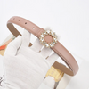 Women'S Fashion Casual Rhinestone Round Alloy Buckle Leather Belt