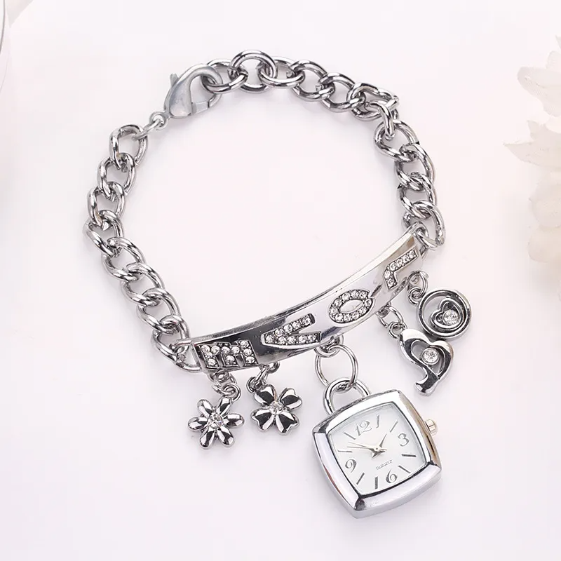 Women Fashion Love Letter Stainless Steel Bracelet Watch