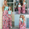 Fashion Summer Vacation Family Mother-Daughter Floral Printed Round Neck Sleeveless Maxi Dress