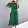 Women Solid Color One-Shoulder Loose Casual Sling Jumpsuit