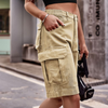 Fashion Summer Women Elastic Waist Denim Street Unisex Style Bermuda Shorts