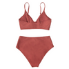 Women Fashion Solid Color Cross Two-Piece Swimsuit