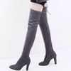 Suede Upper Round-Toe High Heel Solid Color Over The Knee Boots