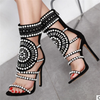 Women Fashion Color Blocking Hollow Out Open-Toe High Heels