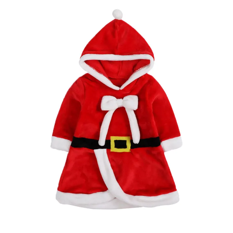 Kids Baby Girls Autumn Winter Fashion Casual Christmas Cotton Santa Claus Woollining Round Neck Dress